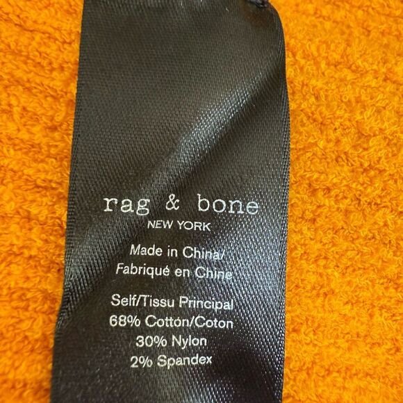 RAG & BONE SOLEIL STRETCH RIBBED cropped top DEEP YELLOW cotton blend sz L - Picture 5 of 7